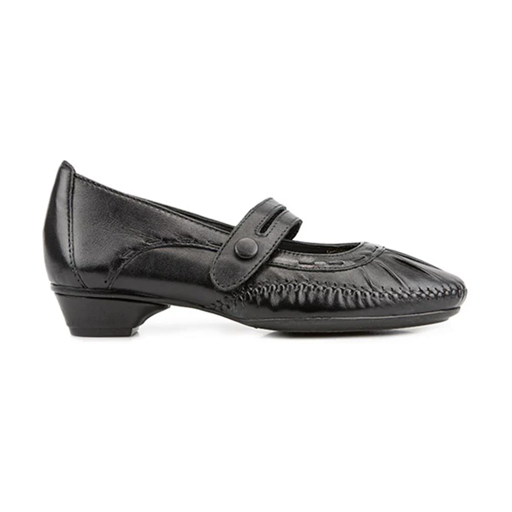 Leather Mary Jane with Stitch Detailing. - NAP1402 / 123 751 - Black - Image 2