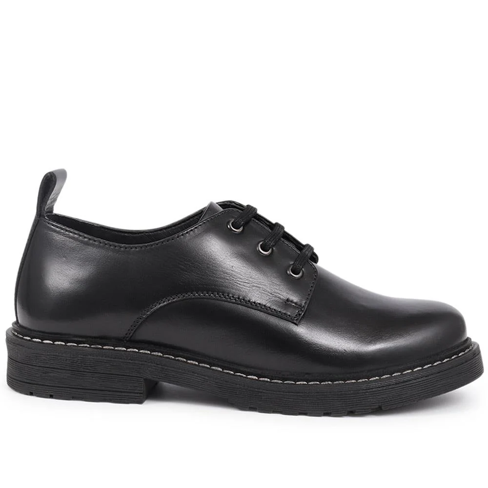 Leather Oxford Shoes  - KF40007 / 326 503 - Black - Image 2