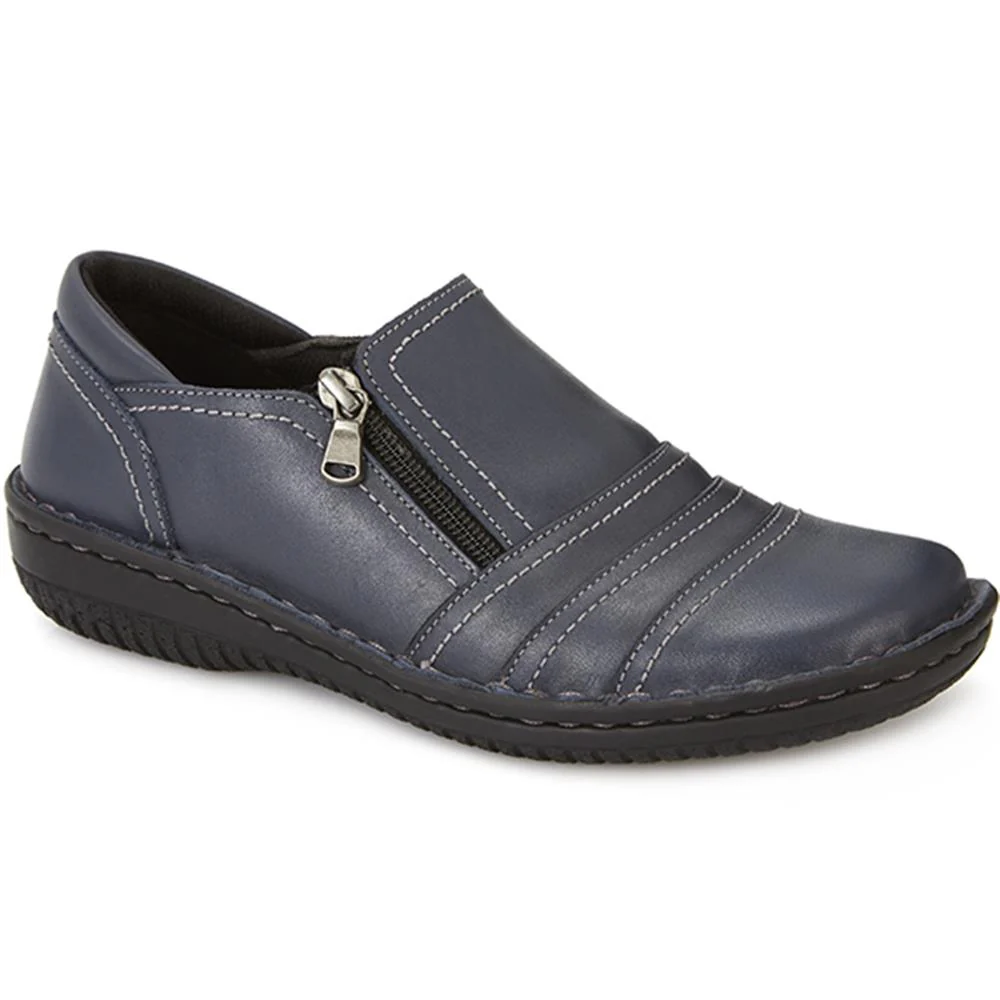 Leather Slip On Shoes for Women - HAK23014 / 308 135 - Navy - Image 2