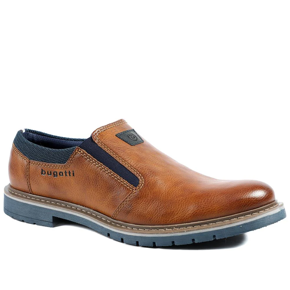 Leather Slip On Shoes with Elasticated Fastening - BUG43500 / 328 746