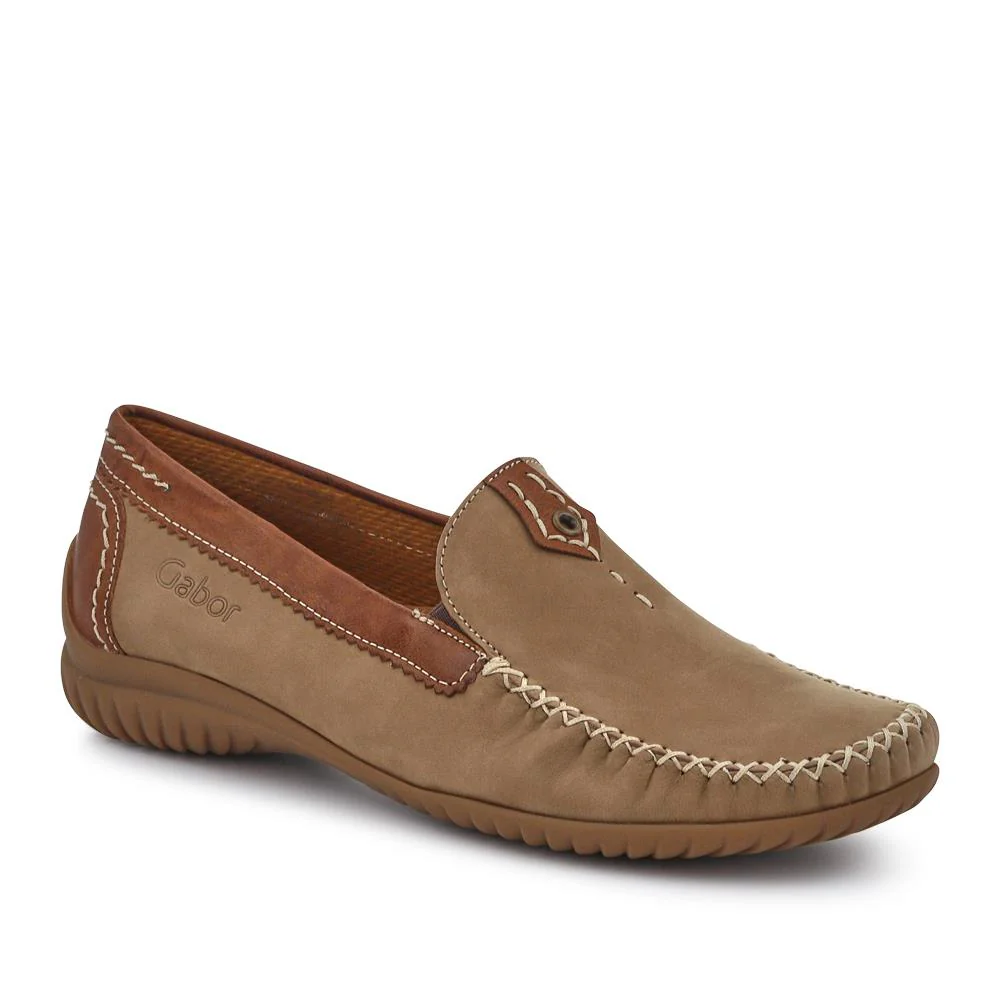 California Gabor Leather Stitched-Detail Loafers - GAB41531 / 327 037 - Tan
