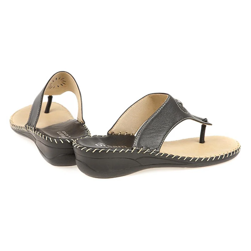 Fly Flot Leather Toe Post with Metal Centre Stud - KFFLY1901 / 146 506 - Black - Image 3