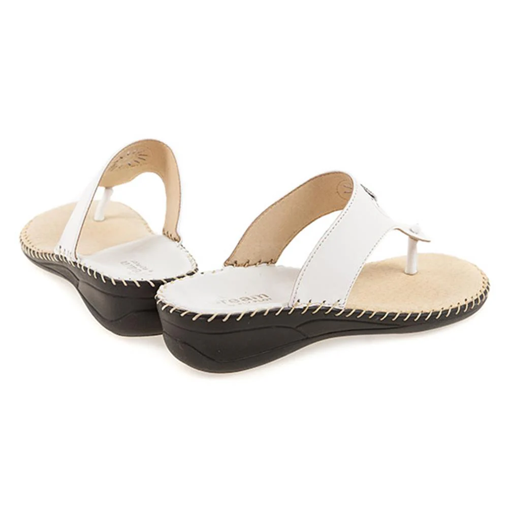 Fly Flot Leather Toe Post with Metal Centre Stud - KFFLY1901 / 146 506 - White - Image 3