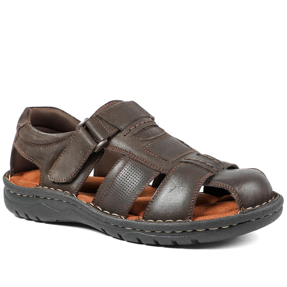 Leather Touch Fasten Fisherman Sandals - AATRA43005 / 328 928 - Dark Brown