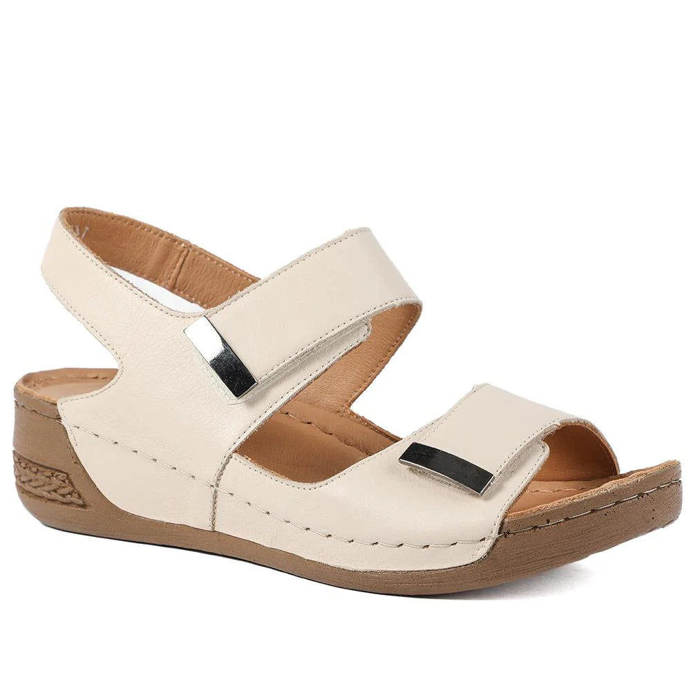 Leather Touch Fasten Wedge Sandals - AS43001 / 329 300
