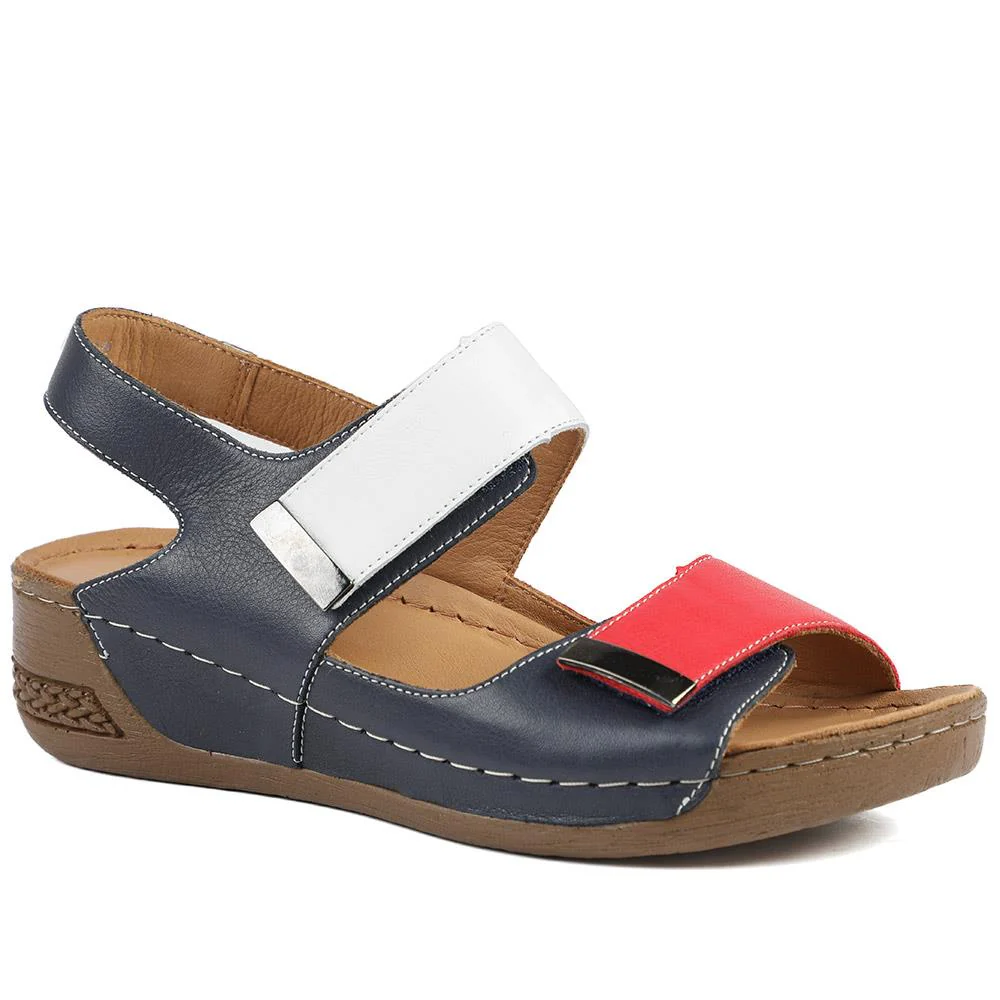 Leather Touch Fasten Wedge Sandals - AS43001 / 329 300 - Image 2