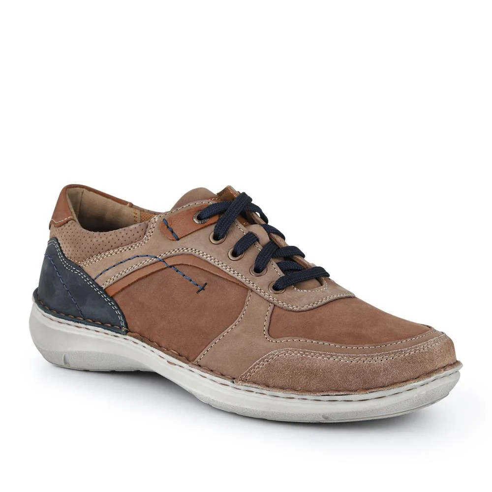 Leather Wide-Fit Lace-Up Trainers - JOSEF41505 / 327 051 - Tan