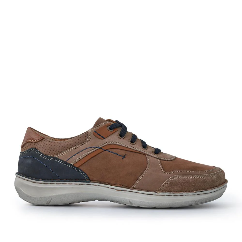 Leather Wide-Fit Lace-Up Trainers - JOSEF41505 / 327 051 - Tan - Image 2