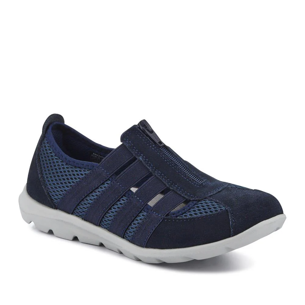Leather Wide-Fit Slip-On Shoes - BRK24000 / 308 245 - Navy