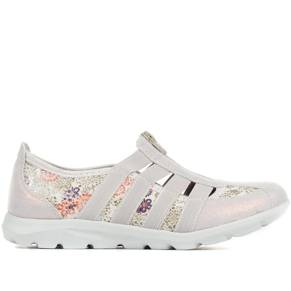 Leather Wide-Fit Slip-On Shoes - BRK24000 / 308 245 - Floral - Image 2