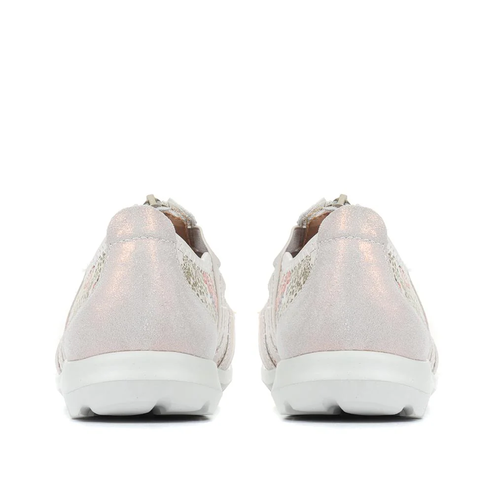 Leather Wide-Fit Slip-On Shoes - BRK24000 / 308 245 - Floral - Image 3