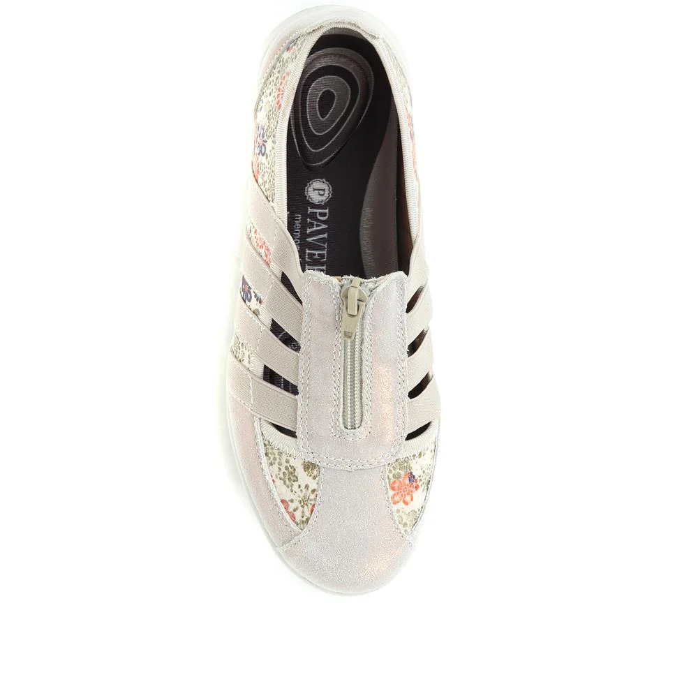Leather Wide-Fit Slip-On Shoes - BRK24000 / 308 245 - Floral - Image 5