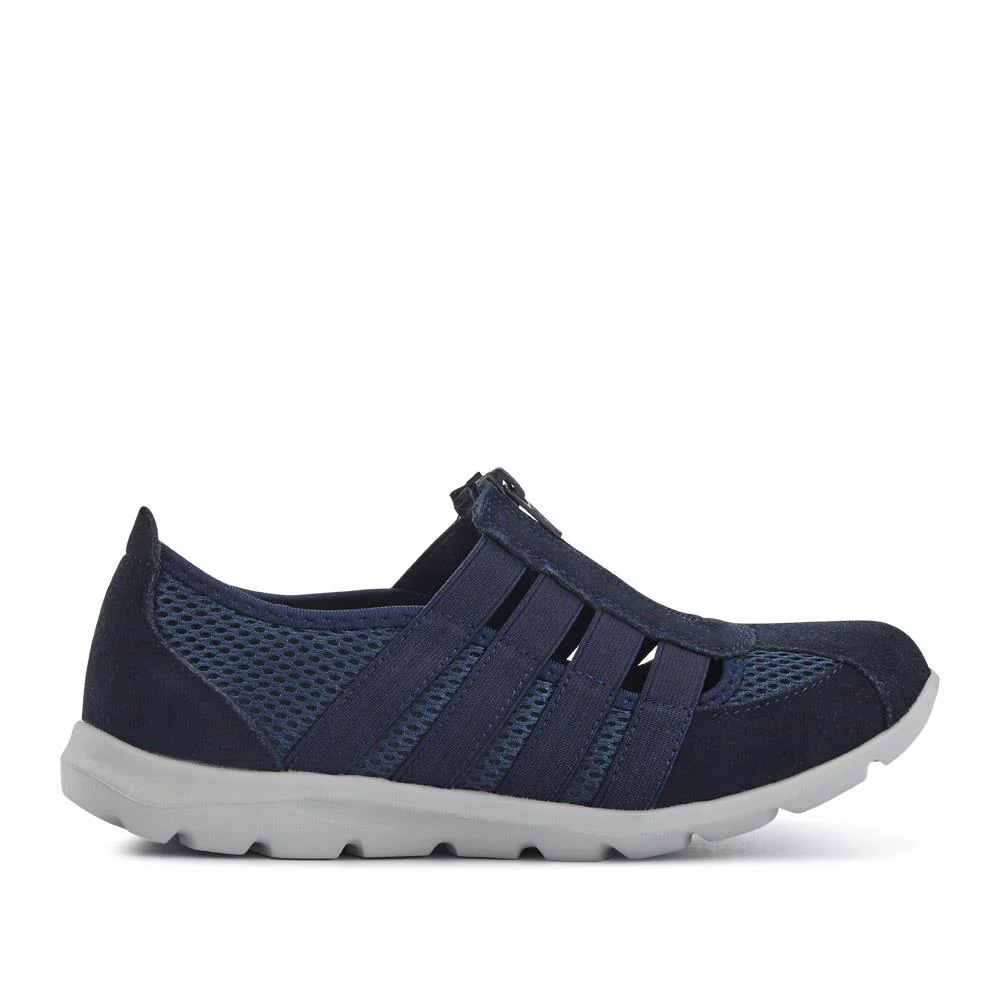 Leather Wide-Fit Slip-On Shoes - BRK24000 / 308 245 - Navy - Image 2