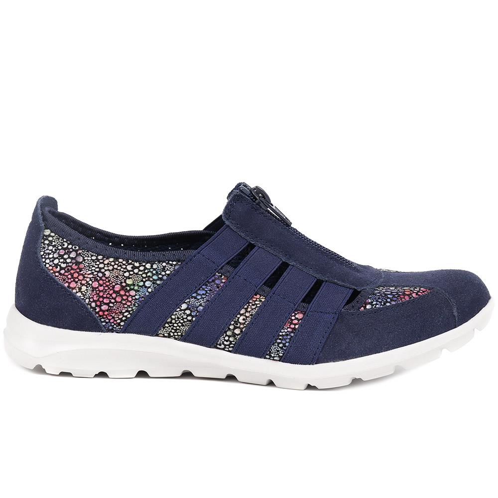 Leather Wide-Fit Slip-On Shoes - BRK24000 / 308 245 - Navy Multi - Image 2