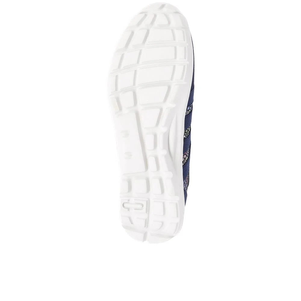 Leather Wide-Fit Slip-On Shoes - BRK24000 / 308 245 - Navy Multi - Image 4