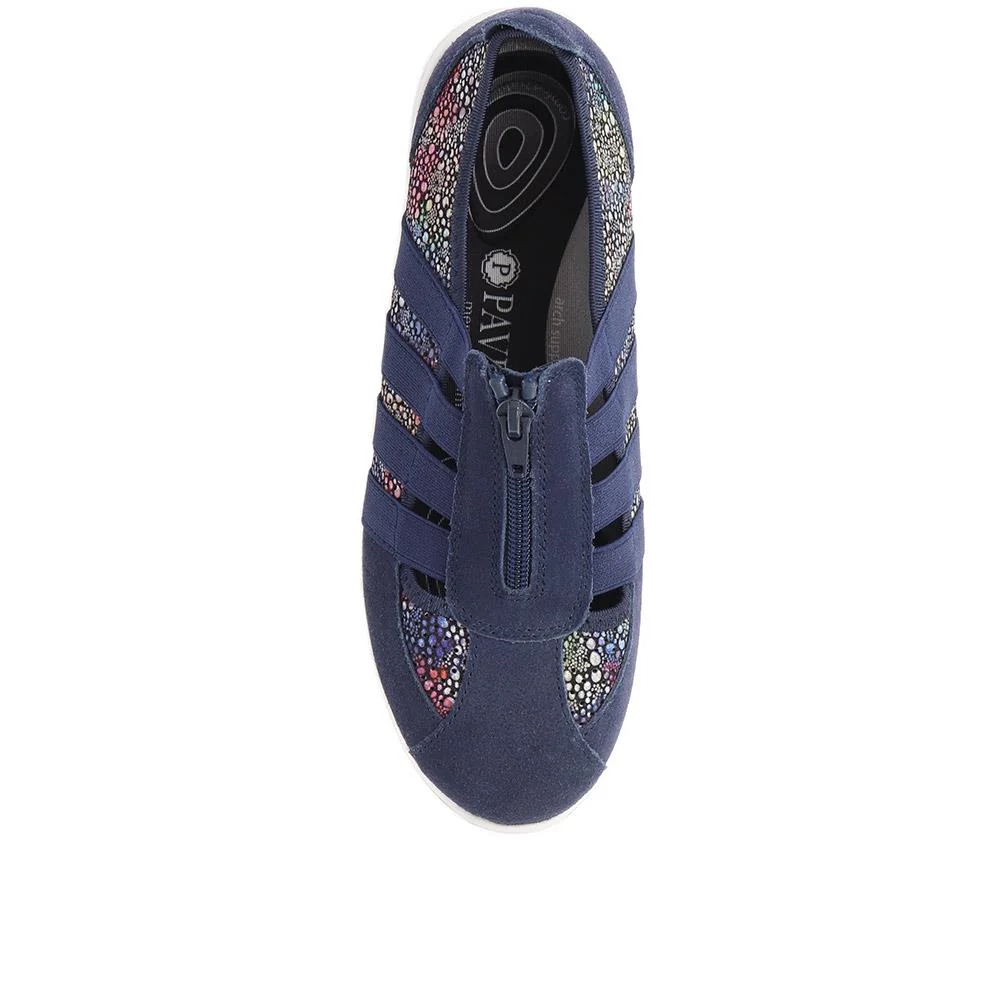 Leather Wide-Fit Slip-On Shoes - BRK24000 / 308 245 - Navy Multi - Image 5