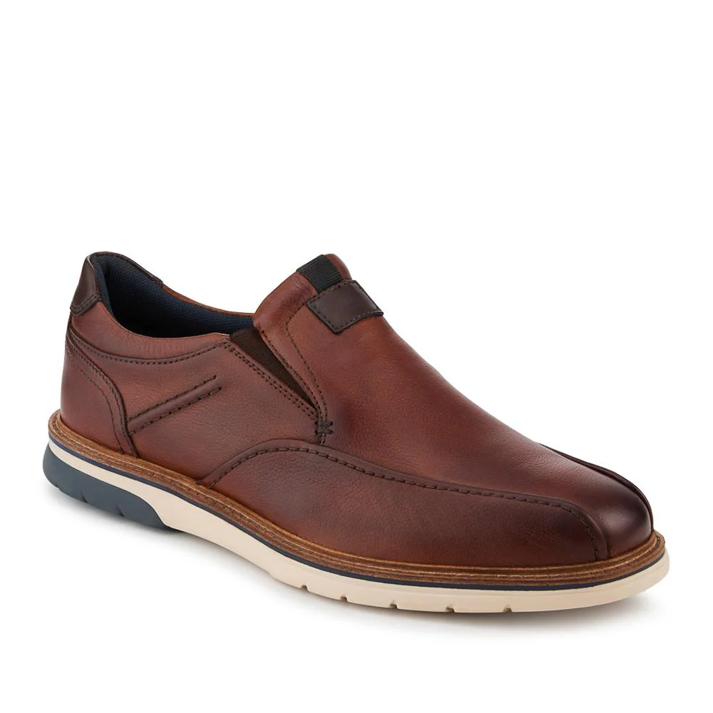 Leather Wide-Fit Slip-On Shoes - PARK41045 / 327 266 - Cognac