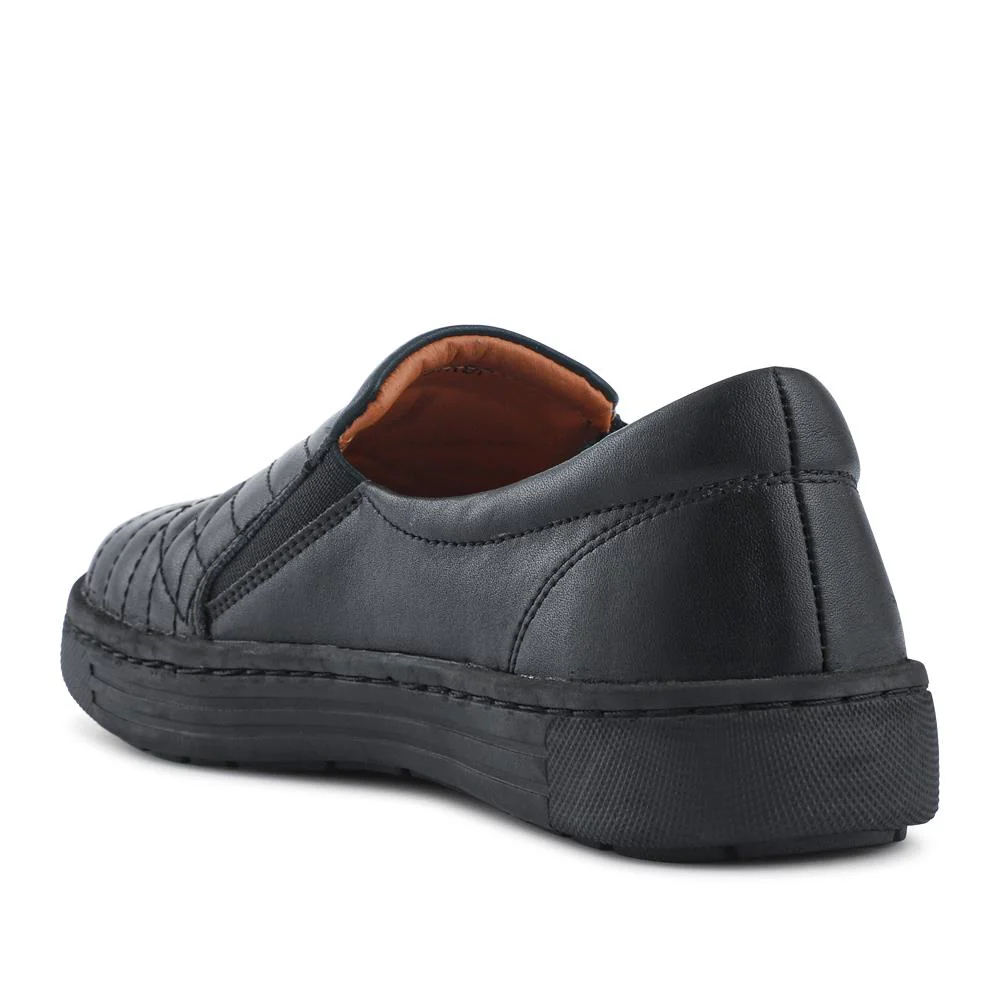 Leather Zip-Fasten Slip-On Shoes - BRK42006 / 327 976 - Black - Image 3