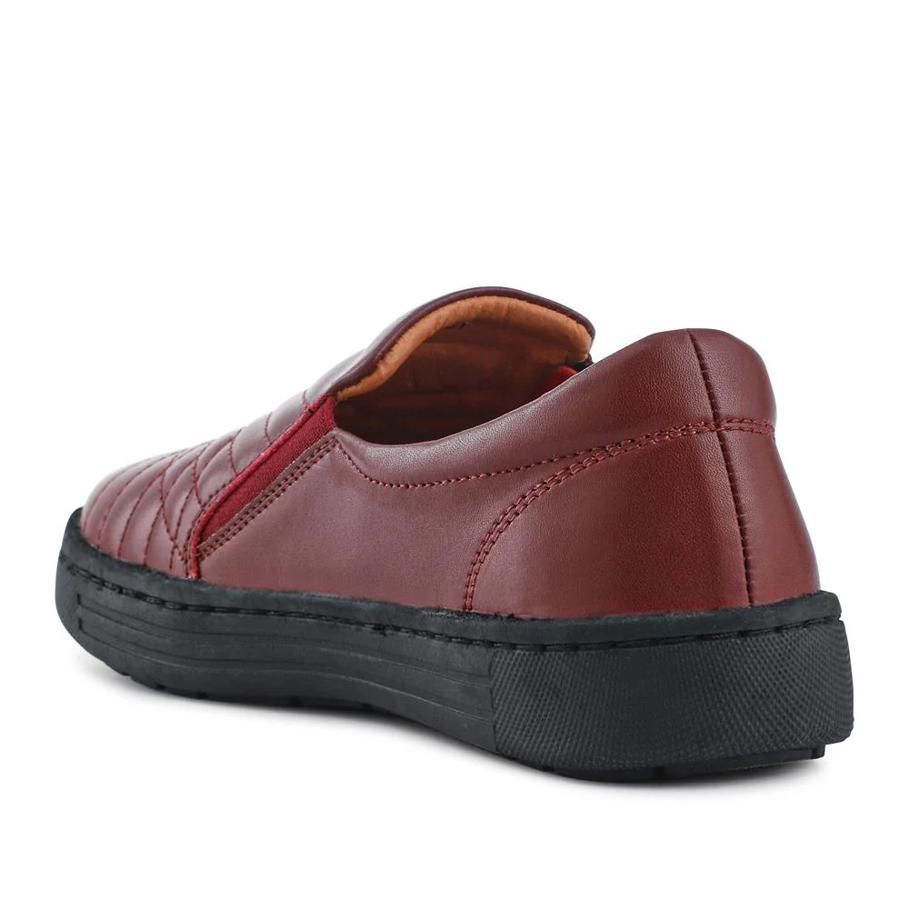 Leather Zip-Fasten Slip-On Shoes - BRK42006 / 327 976 - Burgundy - Image 3