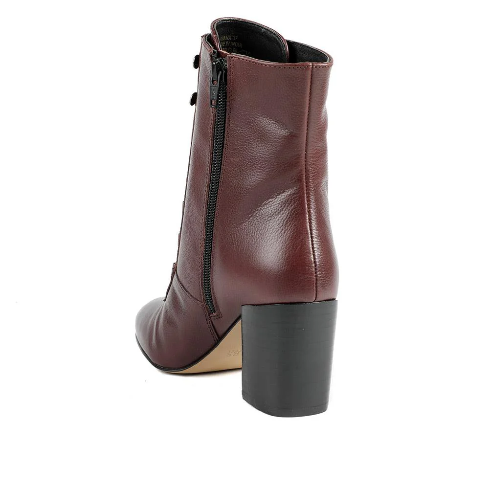 Liana Lace-Up Heeled Ankle Boots - LIANA / 319 203 - Burgundy Leather - Image 3