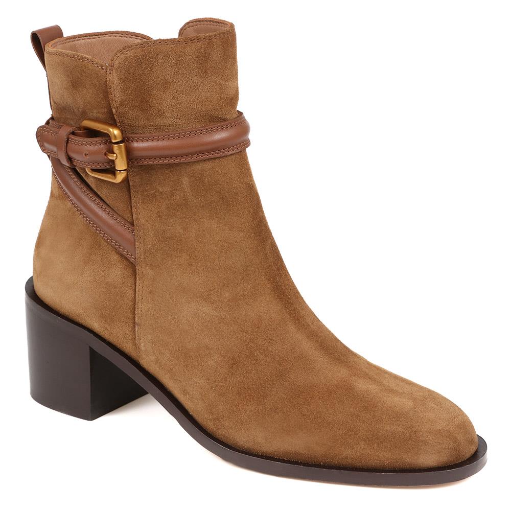 Lisabet Leather Buckle Strap Ankle Boots - LISABET / 324 249 - Tobacco