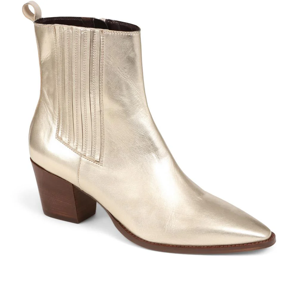 Lizia Heeled Leather Ankle Boots - LIZIA / 324 369 - Gold