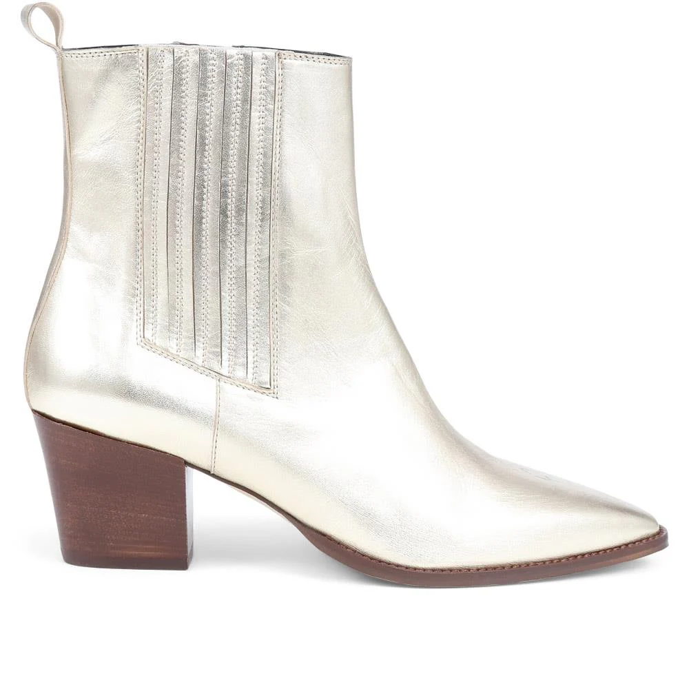 Lizia Heeled Leather Ankle Boots - LIZIA / 324 369 - Gold - Image 2