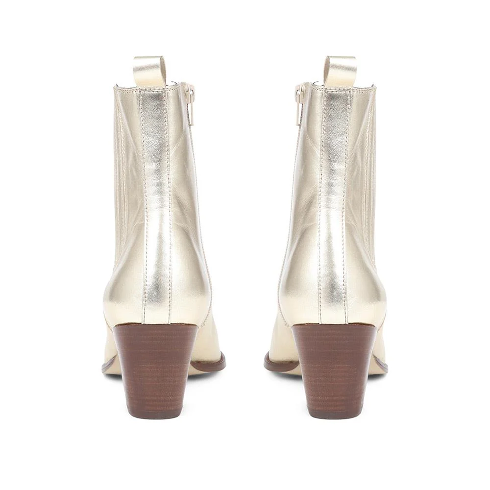 Lizia Heeled Leather Ankle Boots - LIZIA / 324 369 - Gold - Image 3