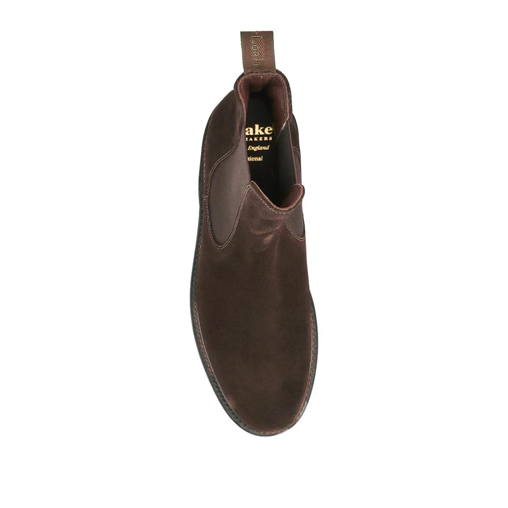 Loake Goodyear Welted Leather Chelsea Boots - LOA42501 / 328 637 - Dark Brown Suede - Image 4