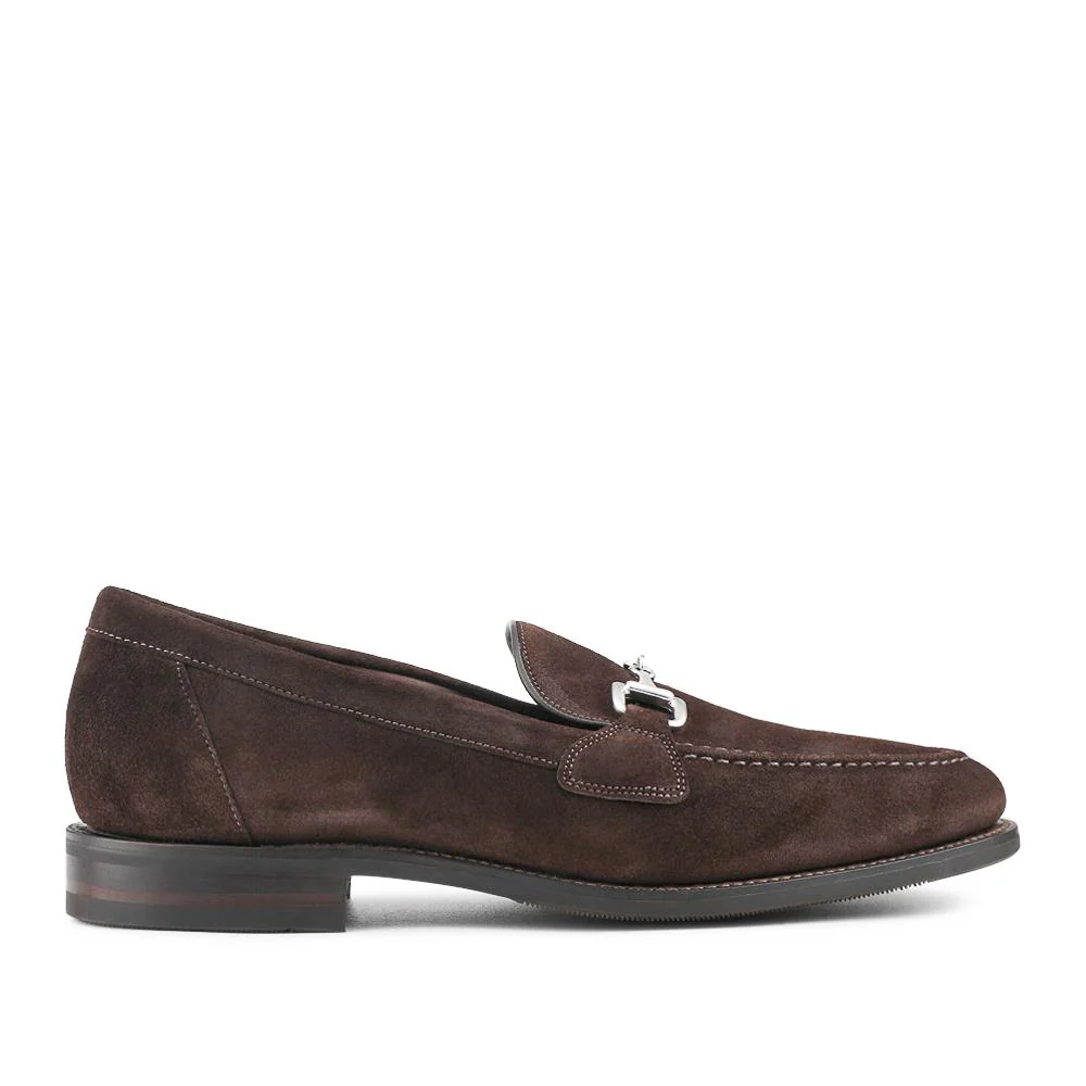 Loake Leather Buckled Loafers - LOA42500 / 328 636 - Dark Brown Suede - Image 2