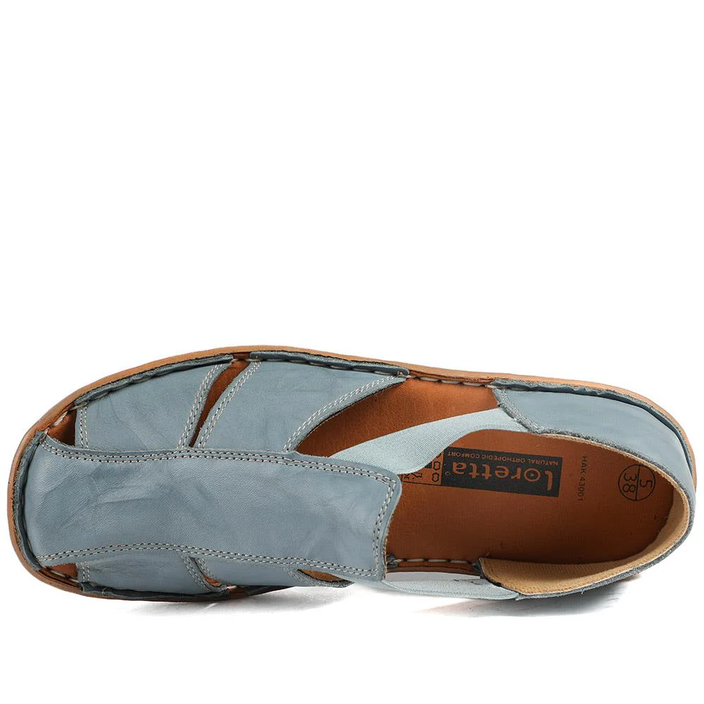 Loretta Leather Elasticated Slip On Shoes - HAK43001 / 329 375 - Denim - Image 5