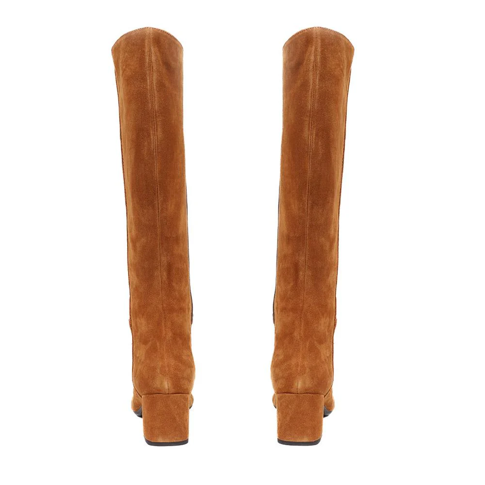 Lou LouR Regular Calf Knee-High Suede Boots - LOULOUR / 324 364 - Cognac - Image 4