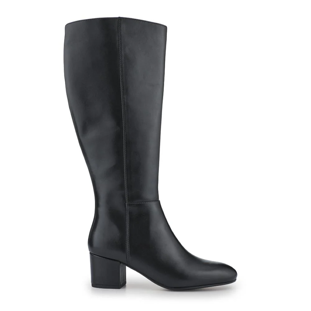 LouLou1 Large Calf Fit Leather Long Boots - LOULOU1L / 328 292 - Black Leather - Image 2