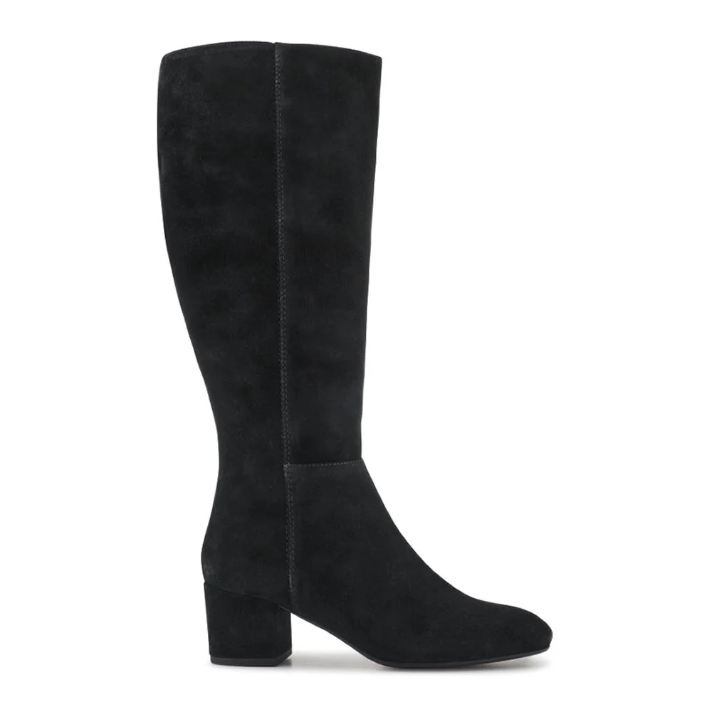 LouLou1 Large Calf Fit Leather Long Boots - LOULOU1L / 328 292 - Black Suede - Image 2