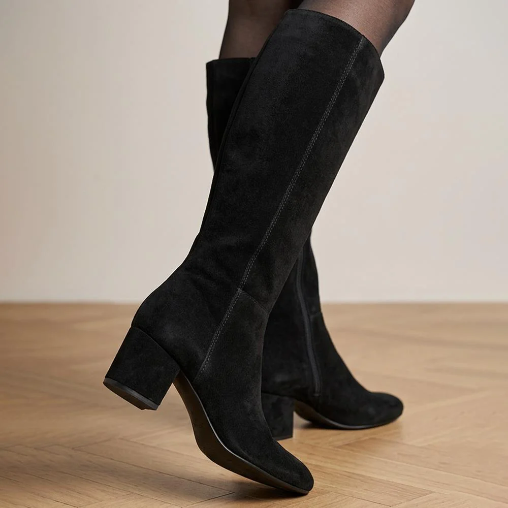 LouLou1 Slim Calf-Fit Long Boots - LOULOU1S / 328 288 - Black Suede - Image 2