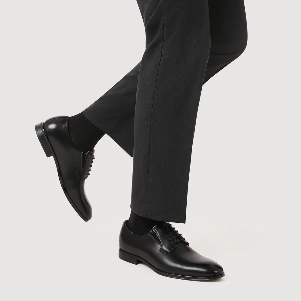 Manson Wide Fit Wax-Finished Leather Oxfords - MANSON / 327 066 - Black - Image 5