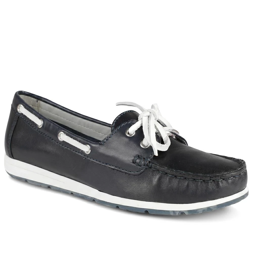 Marco Tozzi Lace Upper Boat Shoes - WEN43002 / 330 470 - Navy