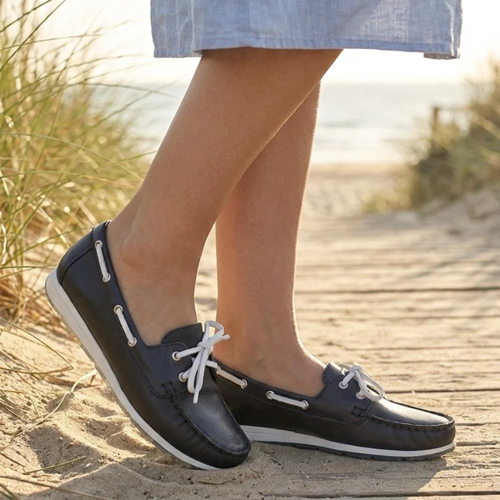 Marco Tozzi Lace Upper Boat Shoes - WEN43002 / 330 470 - Navy - Image 2