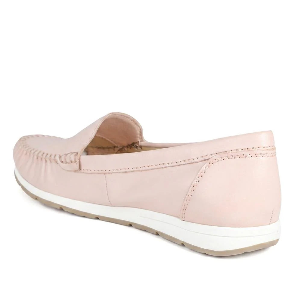 Marco Tozzi Leather Cushioned Moccasins - WEN43003 / 330 472 - Nude - Image 4