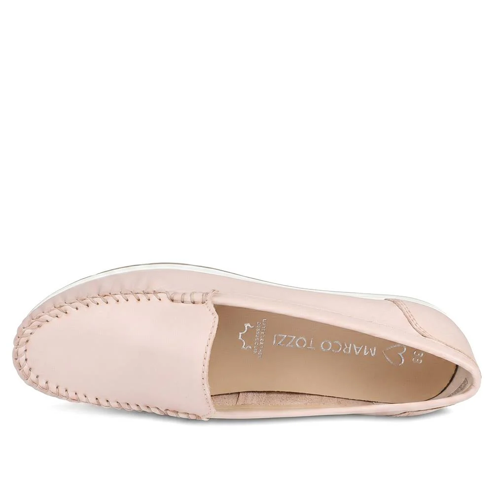 Marco Tozzi Leather Cushioned Moccasins - WEN43003 / 330 472 - Nude - Image 5