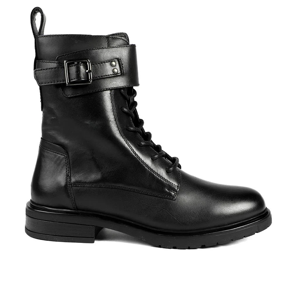 Marisa Buckle-Detailed Leather Military Boots - MARISA / 328 480 - Black - Image 2