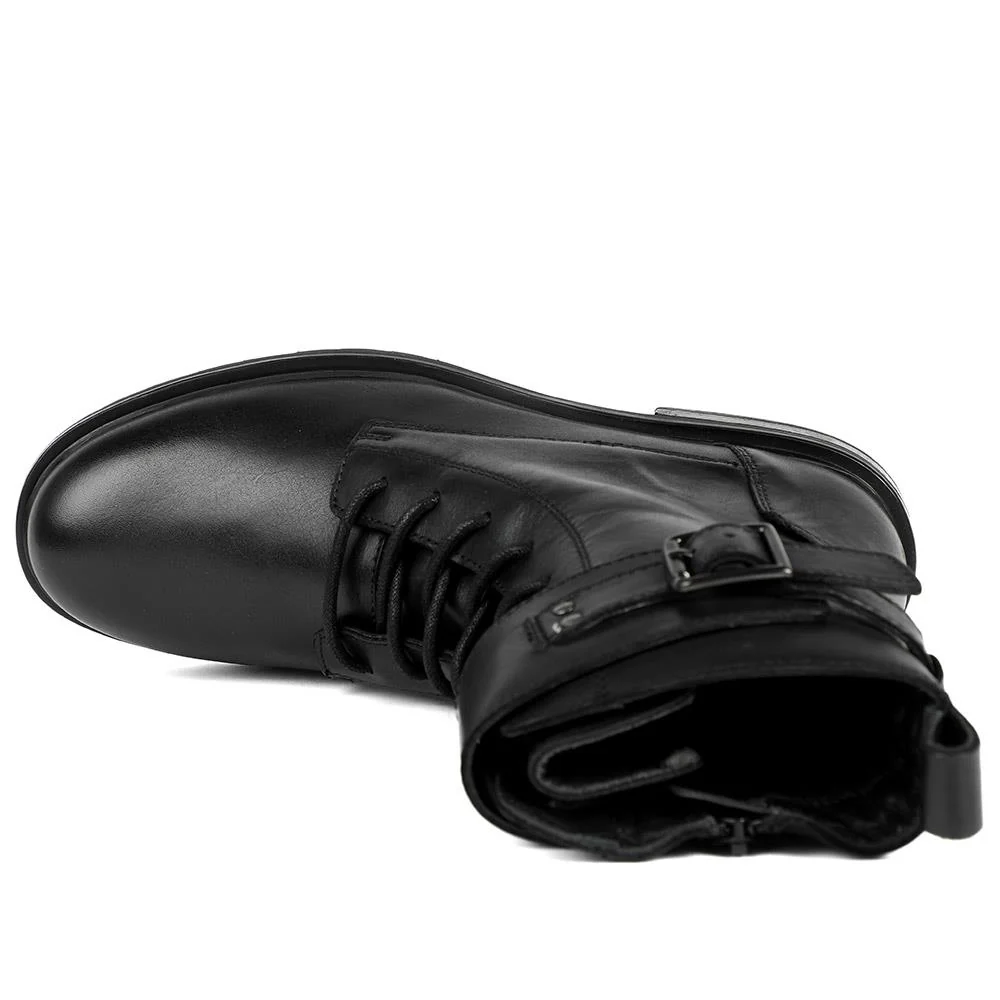 Marisa Buckle-Detailed Leather Military Boots - MARISA / 328 480 - Black - Image 4