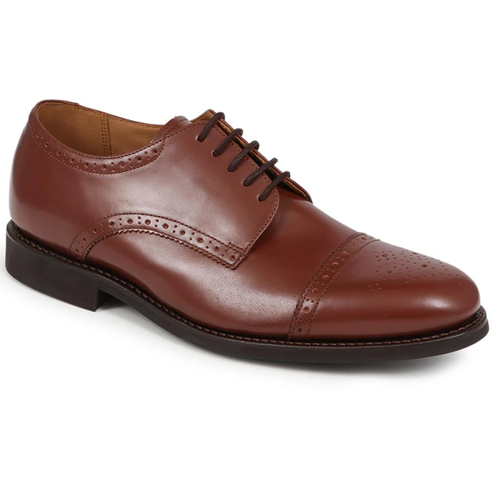 Mile End Goodyear Welted Polished Leather Brogues - MILEEND2 / 318 986 - Chestnut