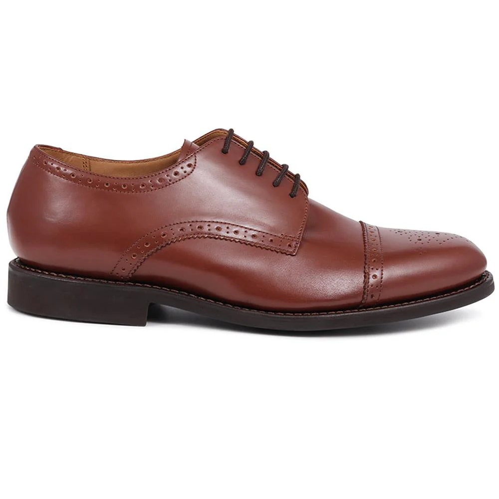 Mile End Goodyear Welted Polished Leather Brogues - MILEEND2 / 318 986 - Chestnut - Image 2