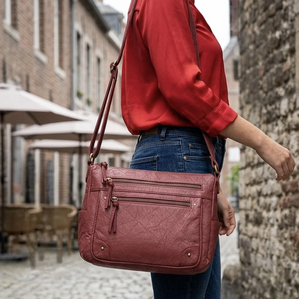 Multi Zip Pocket Crossbody Bag - JEWN42000 / 328 417 - Burgundy - Image 2