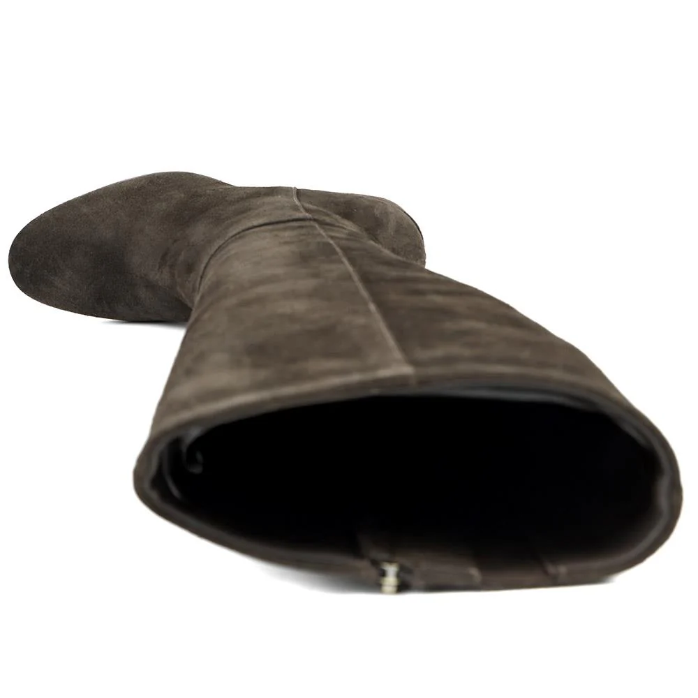 Neptune Large Calf Fit Long Leather Boots - NEPTUNELONGL / 326 217 - Chocolate Suede - Image 4