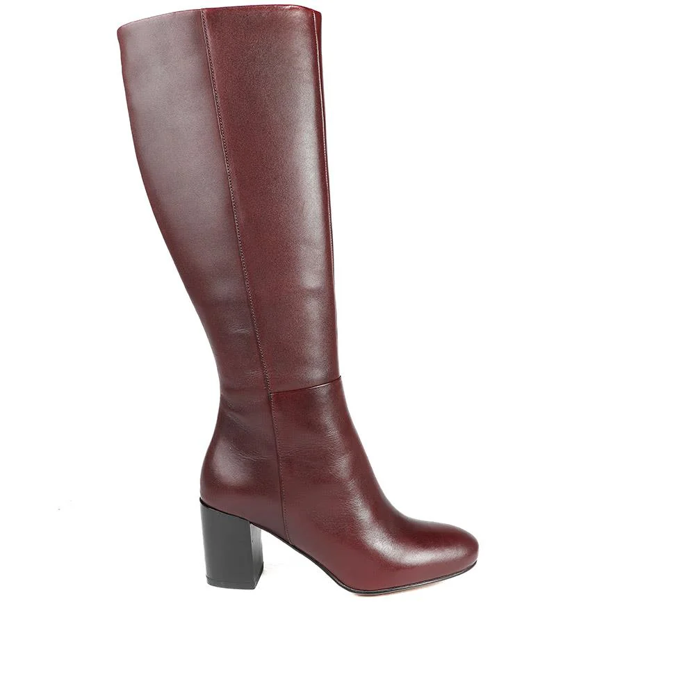 Neptune Small Calf Fit Long Leather Boots - NEPTUNELONGS / 326 215 - Burgundy - Image 2