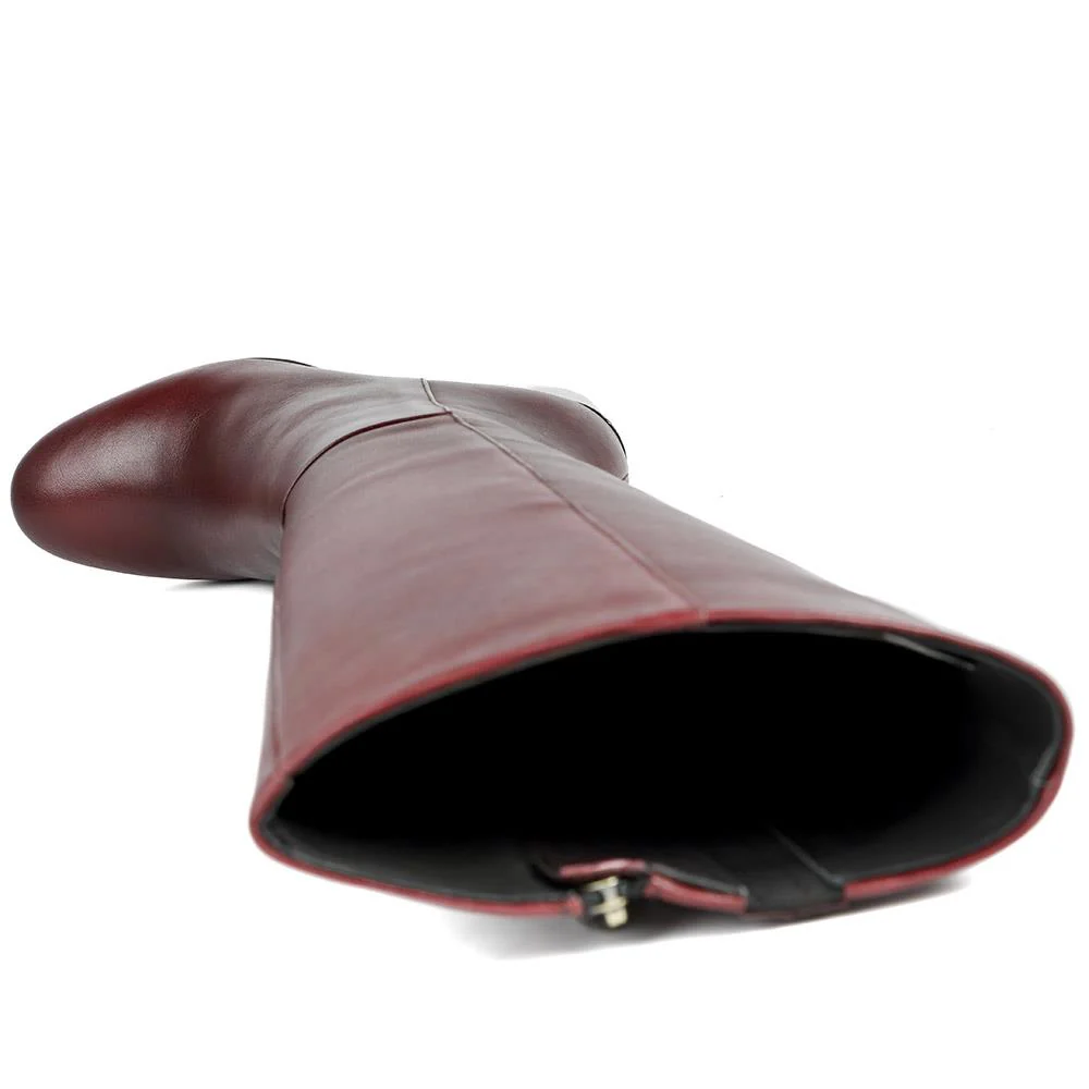 Neptune Small Calf Fit Long Leather Boots - NEPTUNELONGS / 326 215 - Burgundy - Image 4