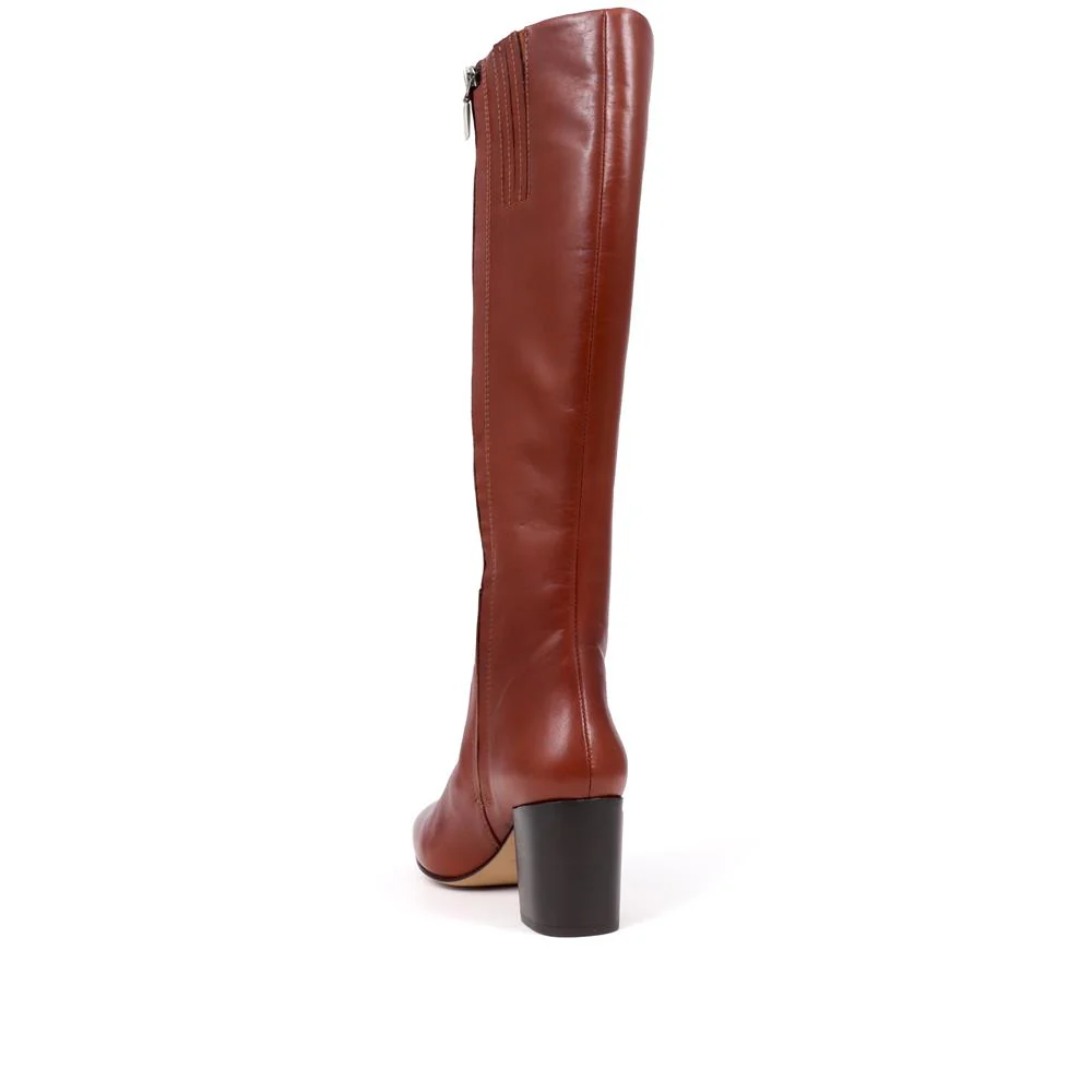 Neptune Small Calf Fit Long Leather Boots - NEPTUNELONGS / 326 215 - Tan - Image 3