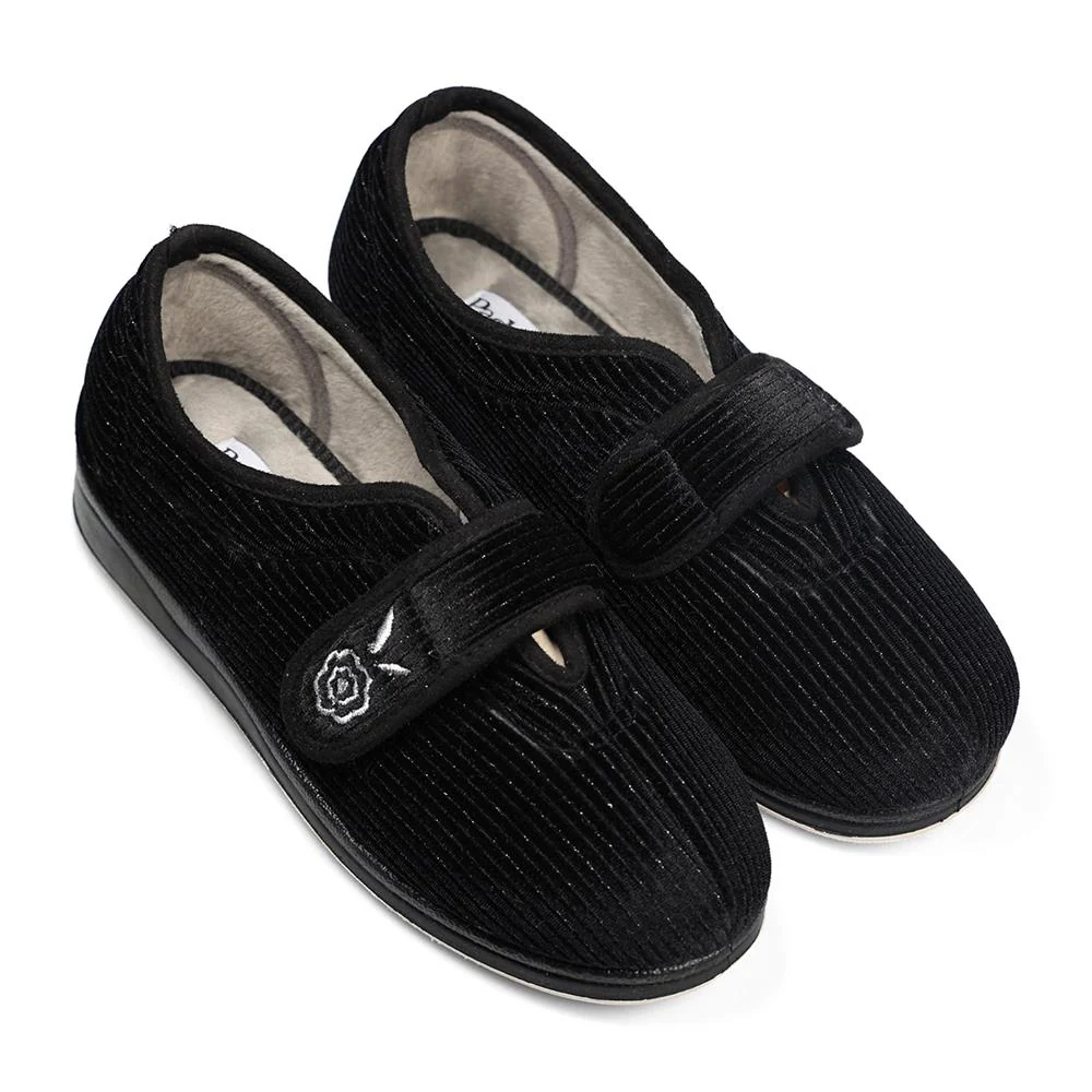 Padders Ladies Slippers 2E Fit Vulcanised - CAMILLA - Camilla / null - BLACK SPARKLE CORD - Image 5